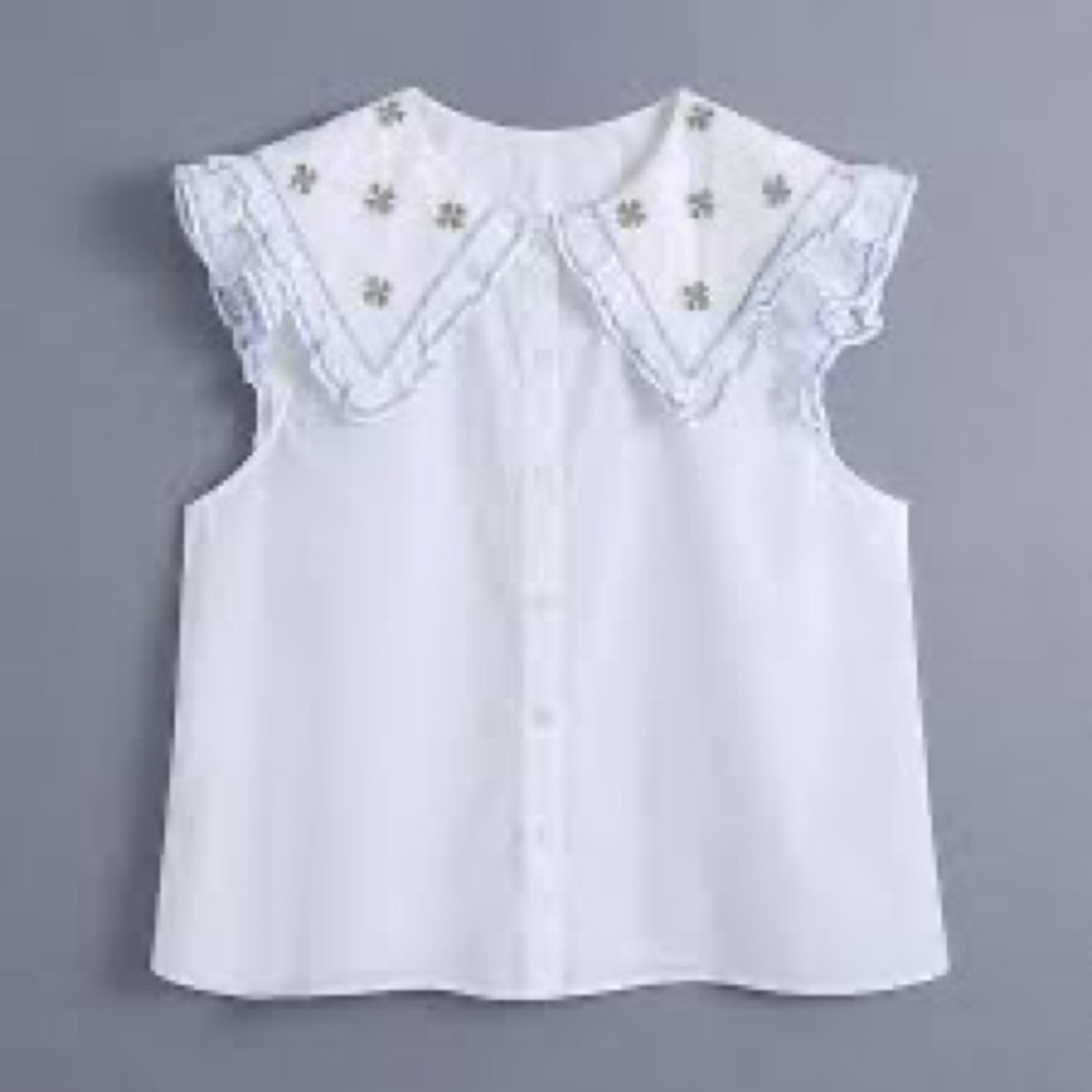 Zara size small bib neck blouse